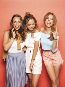 4pcs-Neon Beaded Bracelet 80s Jewelry Party, 80s Women Costume Accessories Set, Prom Beaded Chains Fancy Dress Accessories For Women, Women 1980s Retro Neon Party Street Hip Hop Beaded, Bracelet , Suitable For 70s 80s Costume Party, Halloween Party Accessories - Multicolor - View 5