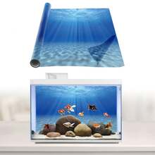阳光海滩主题装饰画，适用于鱼缸背景，水族箱背景，鱼缸贴纸，爬虫缸背景，水族箱阳光水下风景设计，水族箱装饰配件 - 彩色 - 查看 2