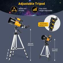 Astronomisches Teleskop mit Stativ, 45-Grad-Spiegel und 2 Okularen, 15x-150x, 70-mm-Objektiv mit großem Durchmesser, 300 mm Brennweite. Ein ideales Geschenk für Astronomieliebhaber zur Beobachtung von Mond, Planeten, Konzerten, Landschaften und Wildtieren