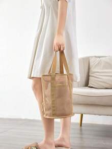 网状抽绳手提袋，休闲旅行收纳袋，透气游泳/化妆/洗漱用品/健身包，多用途户外旅行收纳袋