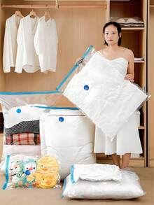 10/1pc Vacuum Storage Bags, Clear Vacuum Compression Bags, Modern Household Vacuum Storage Bags, Dust-Proof Sealed Storage Container, Travel Accessories, Including Electric Air Pump, Suitable For Halloween Decorations, Halloween Costumes, Autumn Decorations, Holiday Decorations, Extra Thick Storage Bags, Waterproof And Moisture-Proof Compression Bags For Home Bedding - Multicolor - View 6