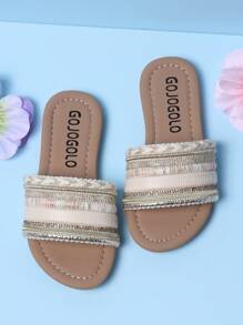 1 Pair Kids' Open Toe Sandals, Casual Minimalist Fashion, Boys & Girls Flat Beach Slippers Suitable For Indoor/Outdoor, Daily Wear & Travel