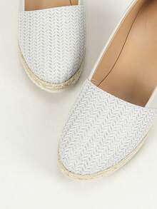 Zapatos de cuña de moda 2025, versátiles de punta redonda, estilo europeo y americano, zapatos de lino de tacón alto para mujer, cómodos y casuales para vacaciones, adecuados para todas las estaciones - Plateado - Ver 8