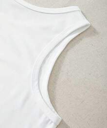 dama mujer joven juvenil moda chopis crop top cuello redondo sin mangas diseño moño Fresca gym suave primavera verano jardín casual viaje - Blanco - Ver 3