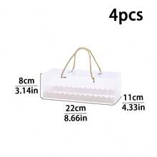 2pcs/4pcs Rectangular Transparent PET Cake Roll Packaging Boxes, Square Handle Swiss Roll Cake Boxes, Baking Pastry Takeaway Containers - Multicolor - View 17