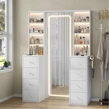 FUSOU Vanity Desk With Full Length LED Mirror, Makeup Vanity With Power Outlet, 3 Color Modes, Brightness Adjustable, 8 Drawers With Shelves Vanity Table For Bedroom - 美規B型插(110-127V) - 查看 3