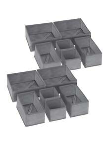 1/3/6/9/12 paquetes de cajas de almacenamiento de tela plegables, organizador de armario y gaveta, cestas y contenedores de tela para ropa interior, sostenes, calcetines, lencería y ropa - Gris - Ver 3