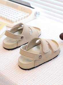 Summer Kids Hook And Loop Adjustable Toe Open Sandals, Comfortable Versatile Casual Indoor/Outdoor Beach Slippers - Beige - View 6