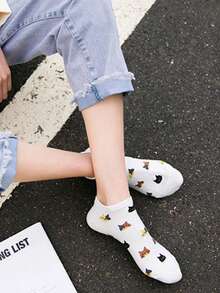 5 أزواج جوارب كاحل للسيدات بنمط قطة كرتونية، ناعمة وراحة القدم، جوارب كاجوال عصرية، لجميع المناسبات الحياتية، مناسبة لكافة الفصول