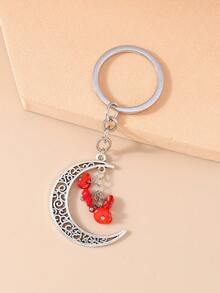 1pc Creative Tassel Turquoise Hollow Moon Key Chain, Unisex, Suitable For Everyday Commuting Wear - Multicolor - View 11