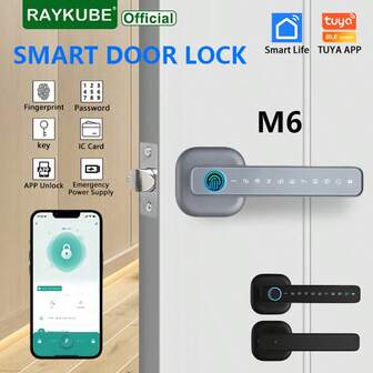 RAYKUBE M6 Tuya Smart Lock, Password Lock, Bedroom Door Lock, Multiple Unlocking Functions