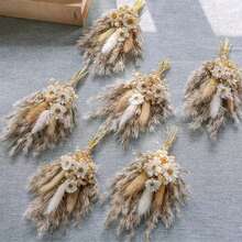 1/2/3/6/10pcs Decorative Mini Dried Babys Breath Flower Bouquet, Preserved Floral Suitable For Wedding, Home Decor, Autumn Decoration - Beige - View 1