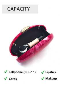 1 pieza Bolso de embrague minimalista de mármol rojo para mujer elegante, bolso de noche de acrílico perfecto para fiesta, baile de graduación, concierto, boda, cita o regalo para ella