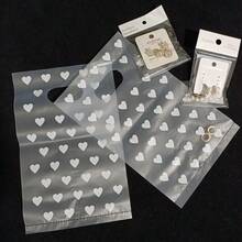 100个/哑光爱心袋礼品袋塑料，手提礼品袋，礼品包装袋，带磨砂窗口，适用于礼品卡和派对礼物 - 白色 - 查看 7