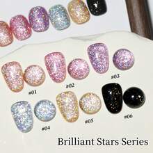 XEIJAYI XEJAYI 6-Color 15ml Brilliant Stars Crushed Gel Nail Polish Set,UV LED Soaking Nail Gel, Semi-Permanent, DIY Salon Quality Nail Art Gel For Spring And Summer - Multicolor - View 9