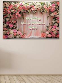 1pc Customized Wedding Arch Backdrop With Floral Decoration, Personalized With Name And Date