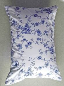 duoxia 1pc White Plain Floral Pattern Zippered Pillowcase, Hidden Zipper, Washable Cushion Cover For Home & Hotel Use