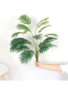 1/2pcs Artificial Palm Plants Leaves Tropical Greenery Bush Faux Fake Palm Tree Leaf For Home Kitchen Office Living Room Party Arrangement Wedding Garden Decor Birthday Gift Graduation Decor