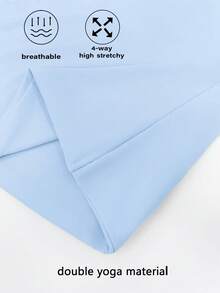 XLLAIS 2025 Summer Square Neck Short Sleeve Basic White Top, High Stretch Double Layer Fitted T-Shirt - Light Blue - View 5