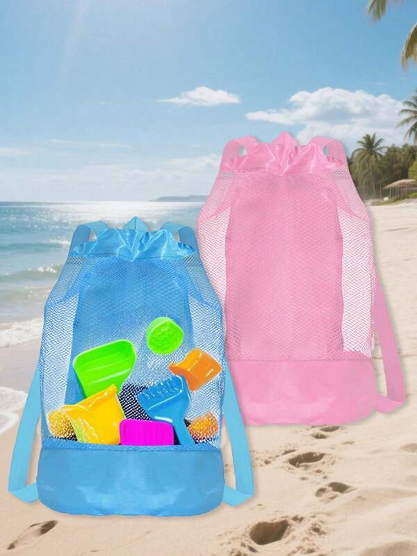 1 pezzo Borsa portaoggetti per giocattoli e vestiti da spiaggia, organizer per camera dei bambini, borsa a spalla da spiaggia in rete, organizer per il ritorno a scuola