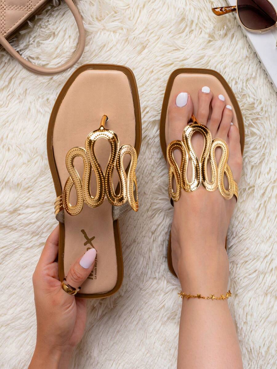 sandalia  Playa  Tropical  Animal  Lazo  Zigzag  Figuras  Serpiente  Vacación  Elegante  De moda  Básico  Playa  Casual  Sexy  Al aire libre  Fabulosa  TPU      mujer  Playa  Vacaciones  Fiesta  Vacación  Casa  Exterior  verano - Dorado - Ver 1