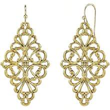 1 par de pendientes colgantes y con dije de la marca 1928 Jewelry - Pendientes colgantes de diamantes con filigrana en tono dorado de 1928 Jewelry - Ver 1