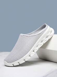 Men's Sandals/Slippers, Black Breathable Mesh Slip-On Casual Shoes, Lightweight Knitted Athletic Sneakers