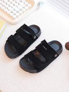 Summer Kids Open Toe Hook And Loop Sandals, Comfortable Versatile Simple Casual Indoor Outdoor Beach Sandals