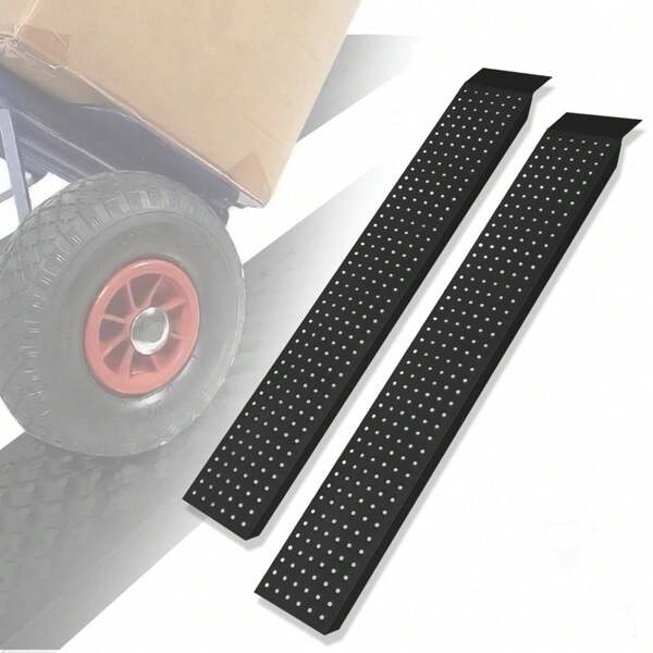 TATIVALO 2X Auffahrrampe bis 400kg Belastbar, Verzinkter Stahl Antirutsch Laderampe Verladerampe Rampe 160 * 22,5 * 4,5cm Silber Auffahrschiene für Auto Motorrad ATV PKW