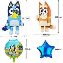 10PCS Blue Dog Foil Balloons, Blue Shaped Character Balloons For Birthday Party Supplies