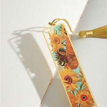 1 Metal Bookmark With Tassels, Gold Hollow Bookmark, Van Gogh Oil Painting Themed Bookmark, Reading Accessory Gift, Suitable For Book Lovers, Writers, Readers, Students, Teenagers, Men, Women, And Adults. This Is The Perfect Gift For Family Or Friends. Back To School Supplies