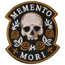 1pc Memento Mori Embroidered Patch - Skull & Roses Design, Iron-On/Sew-On Applique For DIY Clothing And Accessories, Mixed Colors, Gothic Style, Perfect For Halloween Or Everyday Fashion, Halloween Decoration