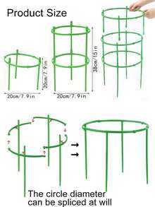 8set Plant Support Stake, Plant Support Ring With Twist Strap, Stackable Splicable Flower Bracket Support, For Indoor Outdoor Plants Flower, Climbing Plants - Multicolor - View 3
