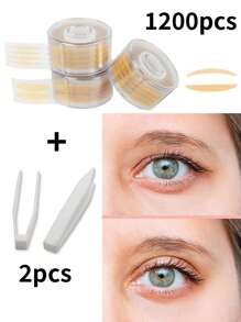 1200 pezzi Nastro adesivo invisibile per sollevamento delle palpebre, ipoallergenico, effetto lifting istantaneo degli occhi, con strumenti, fibra di rete naturale, traspirante e senza alcol, adatto per palpebre cadenti, lasse e irregolari, cambia forma dell'occhio istantaneamente, effetto duraturo