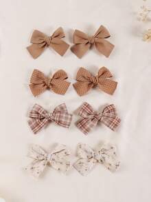 8pcs Bow Hairclips Set, Full Head Coverage, Skin-Friendly, Suitable For Daily Wear, Party, Travel - Multicolor - View 6