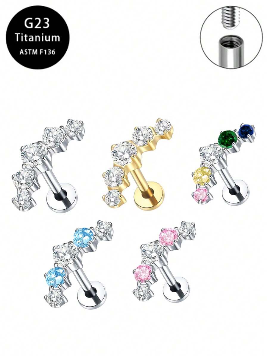 G23 Titanium Alloy Zirconia Lip Stud & Hoa tai, Trang sức xỏ khuyên Unisex - Nhiều màu - Xem 1