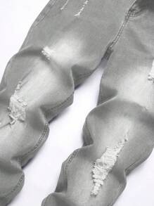 Jeans Skinny Casual Masculino Fashionable Desgastado e Lavado