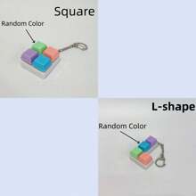 1pc Random Color & Chain Style Squeeze Stress Relief Fidget Cube Keyboard Key Pendant Toy