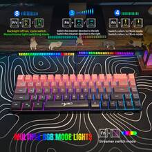 60% 有线游戏键盘，RGB 背光迷你小尺寸，易于携带 68 键薄膜键盘，适用于 PC/游戏玩家、打字员、旅行键盘只能使用渐变色有线 - 彩色 - 查看 3