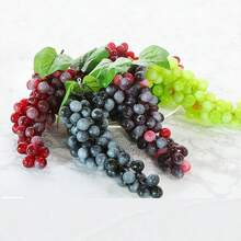 8/4/1件裝人造葡萄，紅色、綠色和黑色可選，塑膠材質，逼真人造水果，適用於婚禮、居家廚房裝飾、派對裝飾、攝影道具、母親節、畢業典禮、人造植物及其他場合 - 彩色 - 查看 1