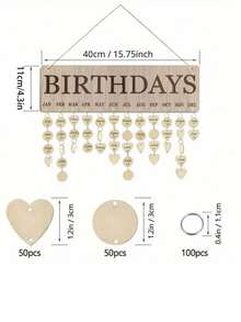 1 set Calendrier d'anniversaire en bois, tableau d'affichage des anniversaires familiaux avec étiquettes, adapté pour la maison, la salle de classe, le bureau. Idée de cadeau personnalisé pour maman, professeur, grand-mère - couleur du bois - Voir 3