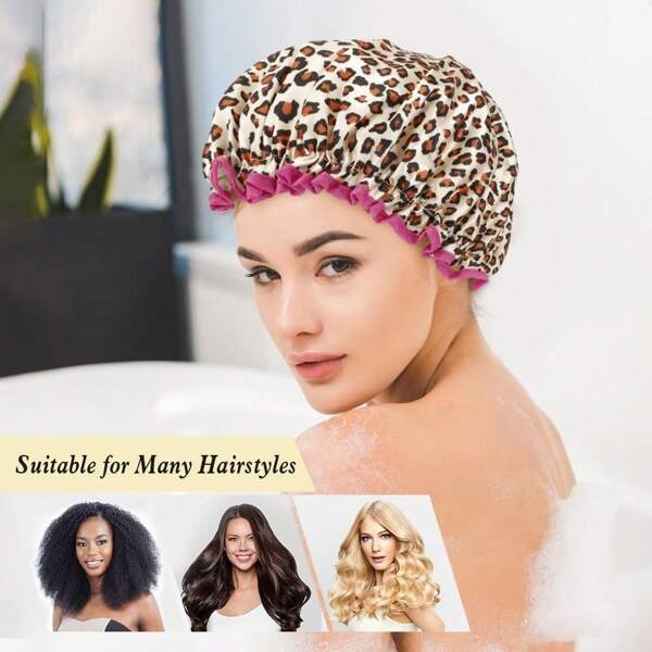 1pc High Quality Colorful Polka Dot Printed Waterproof Shower Cap, Swimming Cap, Large Size, Washable