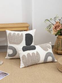 1 Stück/2 Stücke grüner Blumenmuster Kissenbezug, Leinen Segeltuch Material nordischer Stil Stickerei Kissenbezug für Zuhause, Schlafzimmer, Wohnzimmer, Sofa, Auto Taillenkissen, Kopfteilkissen, Outdoor Garten Party Dekoration, Ganzjährig