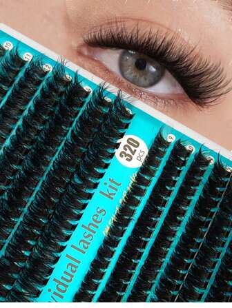 320Pcs D-Curl Eyelash Set Eyelash Extension, Eyelash Set DIY Eyelash Extension Kit, D-60D 80D Black Super Thick Eyelash Extension Kit, Daily Makeup Black Eyelash Set Personal Eyelash Extension, D Curl Eyelash Eyelash Extension Kit, Black Personal Eyelash Set Curling 320PCS, The 9-16mm Blended Personal Eyelash Set DIY At Home, Rizos Curly Eyelash D Curl, For Mini Travel Supplies And Self Applications