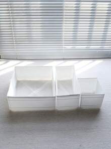 3件套可折叠无盖小抽屉整理盒，衣服、内衣、袜子分隔储物盒，布艺玩具收纳盒 - 白色 - 查看 6