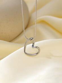 1PC- Stylish And Fresh Personalized Stainless Steel Gold And Silver Hollow Arc Love Pendant Bone Chain Necklace, Holiday Birthday Gift, Daily Wear, Excluding Box