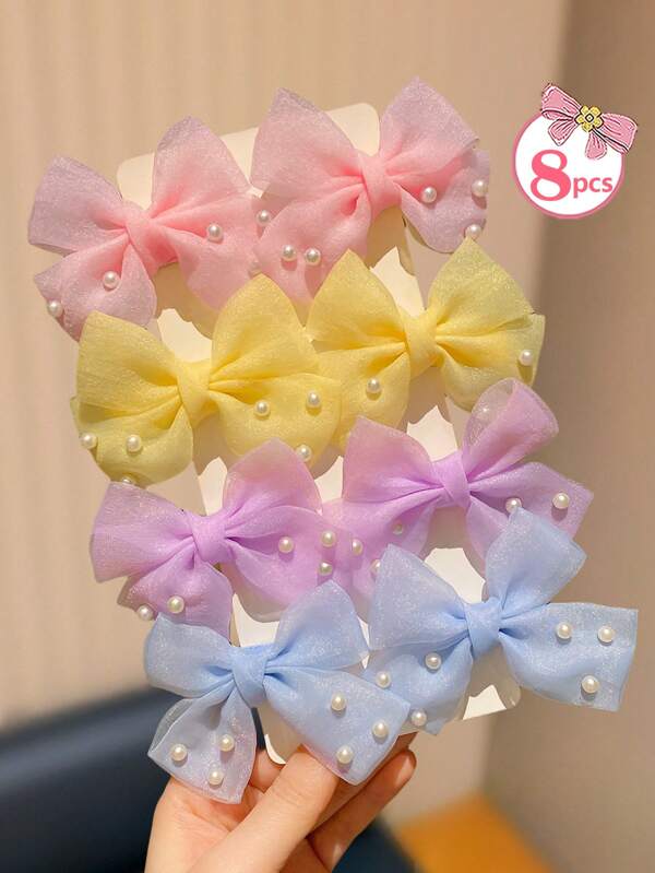 8pcs Multicolor Cute Butterfly Design Hair Clips For Women, Suitable For Casual Wear And School, Fashion Hairpin Accessories