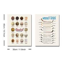 1/2 pièces Affiche murale de sport baseball et bâton de hockey sans cadre, impression sur canevas, décoration minimaliste pour chambre de garçon, salle de jeux, appartement, salon, chambre à coucher, décoration moderne pour la maison