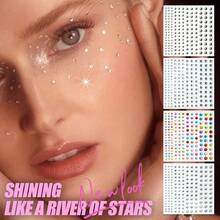 3Pcs/Set Face Sticker Eye Makeup Eyeliner Face Diamond Gem Sticker 3D Colorful Rhinestone Tattoo Eyeshadow Stickers Fo Festival Nail Body Makeup Bling Jewel DIY Decor - Multicolor - View 6