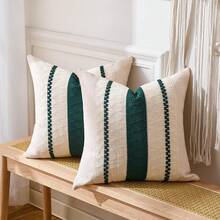 1 Vỏ gối Bohemian, Vỏ gối trang trí Farmhouse mềm mại màu xanh lá cây đậm cho ghế sofa, giường, phòng khách - Xanh đậm - Xem 3